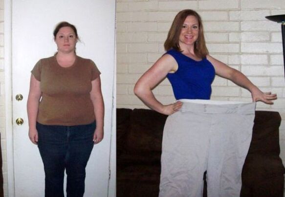 Wanita sebelum dan selepas diet minum